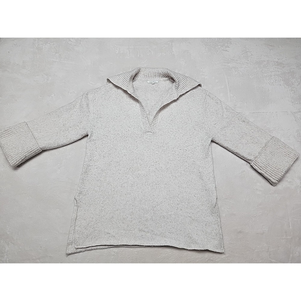 Z Supply Knit Pullover Sweater  Oatmeal Color V‎ Neck Cuff Sleeves